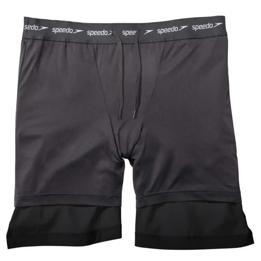 NWT Speedo Mens Swim Trunk Knee Length Tech Volley Black Size US XXL